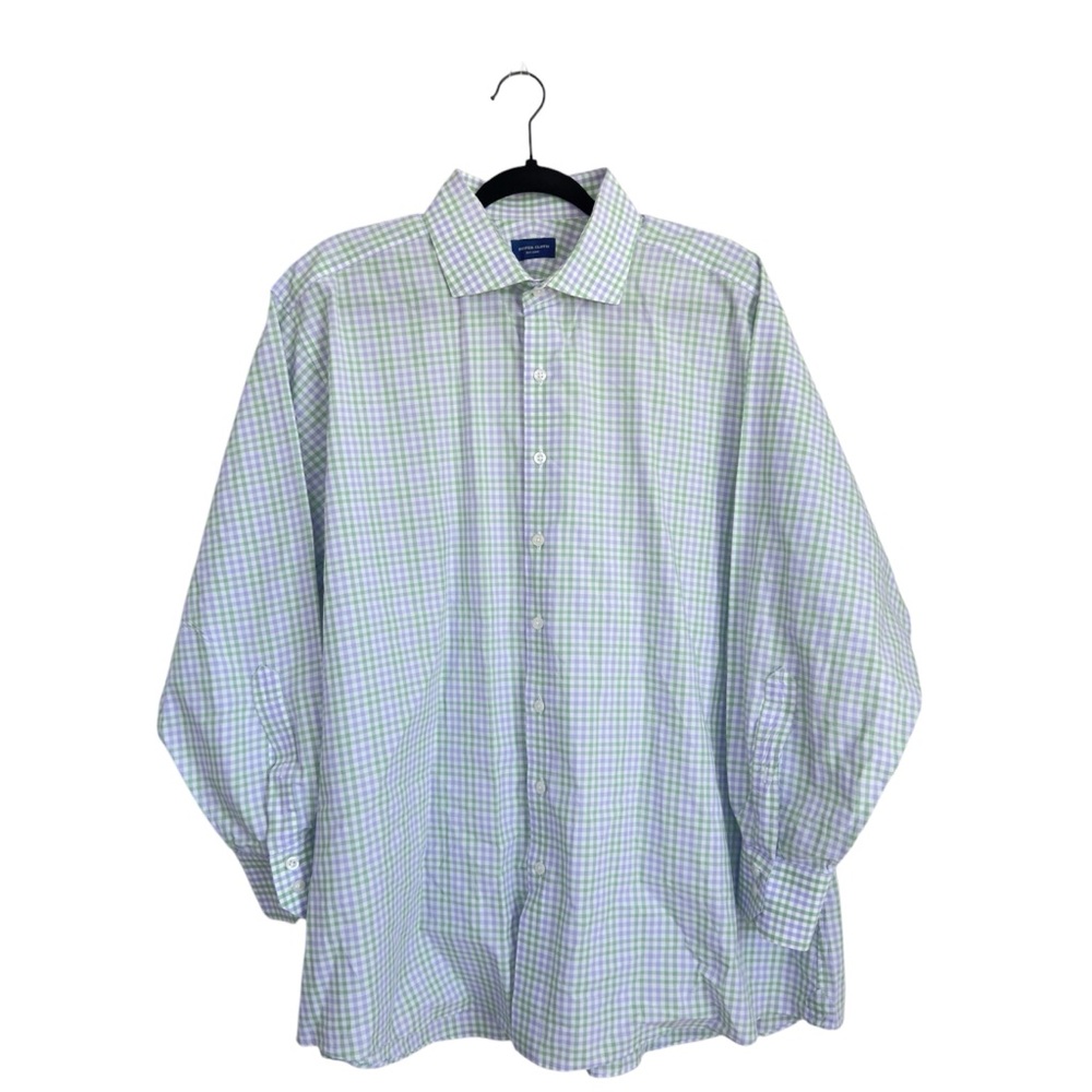 Proper Cloth Green Purple White Button Down Cotton Shirt XXL Plaid‎
